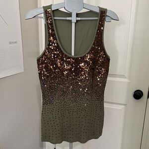 Glamorous Olive Sequin Tank Top
